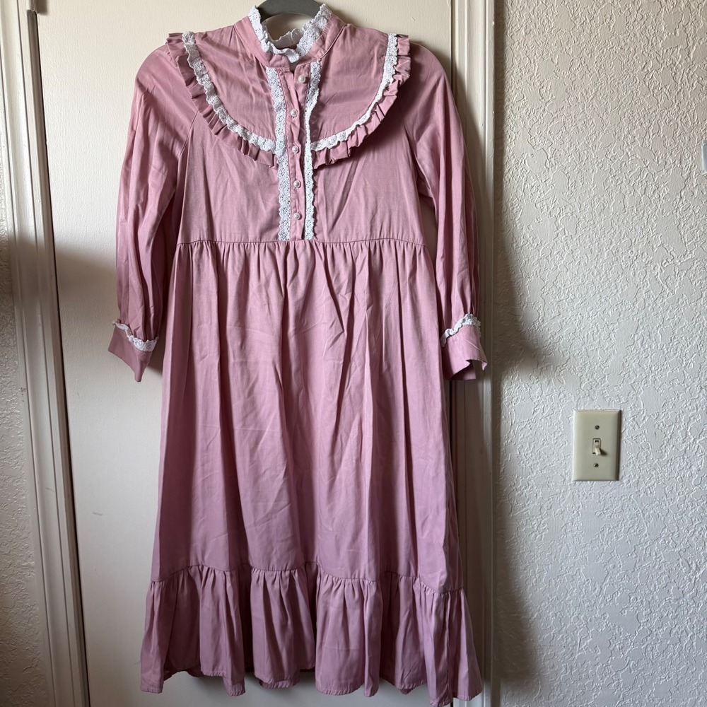 Scarlet Darkness Kids Pink Victorian Lace Ruffle Midi Dress Size 10Y